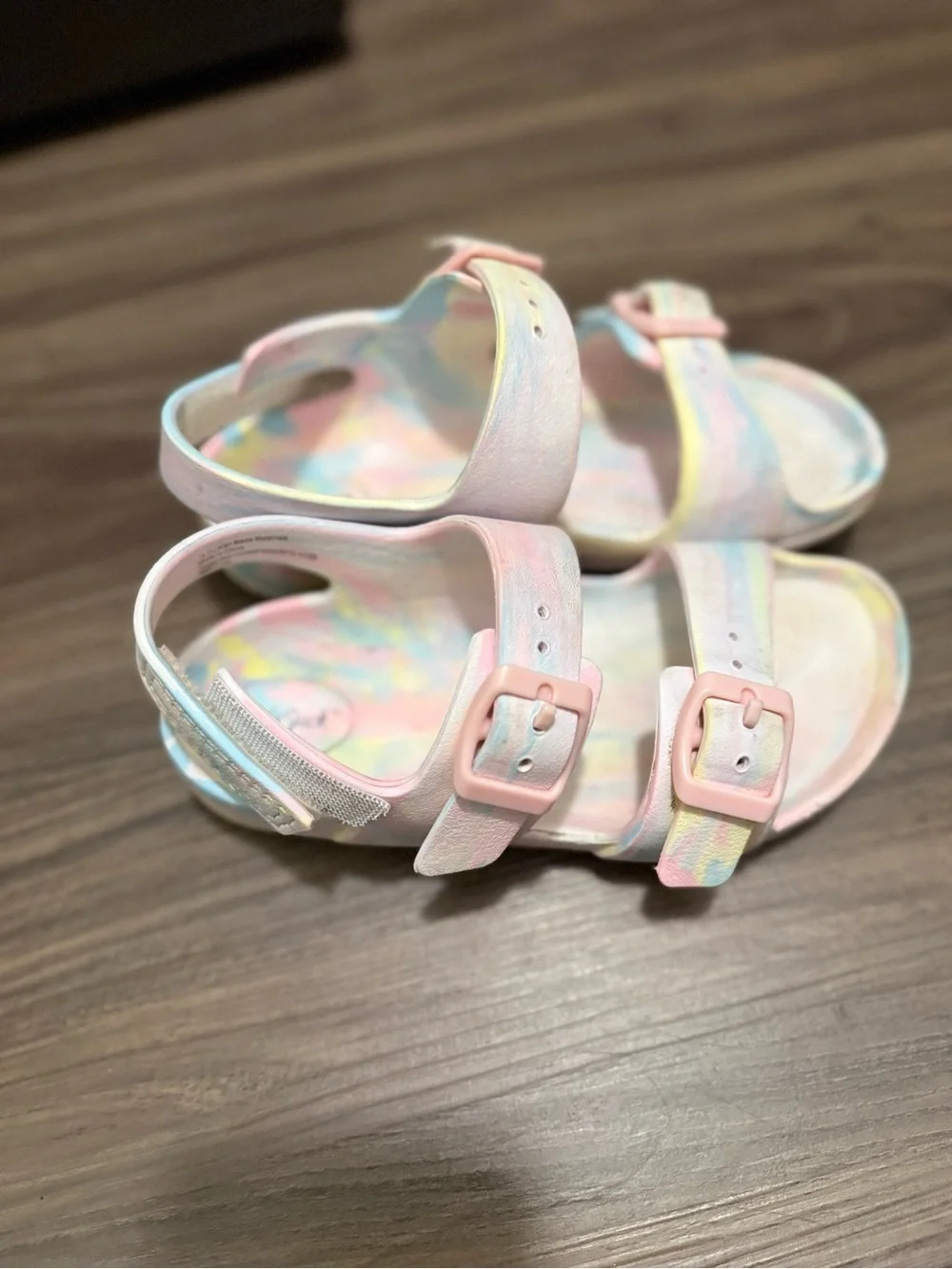 Cat & Jack Pastel Tie-Dye Pink Buckle Sandals size 11C